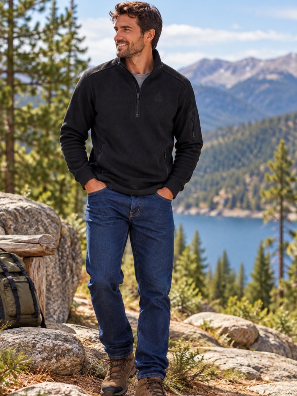 Alaskan Hardgear Duluth Trading Co Quarter Zip Pullover Men's M Black Fleece